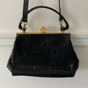 Vintage 90s Nicole Miller‎ Black Crocodile Dice Purse